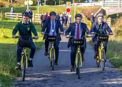 4 people on their bikes going on a cycle of the Greenway in Tullamore County offally